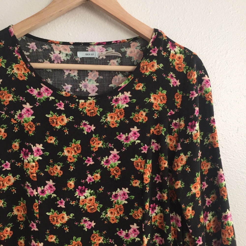 Kimchi Blue Floral Tunic / Dress - Black Orange Pink - Medium